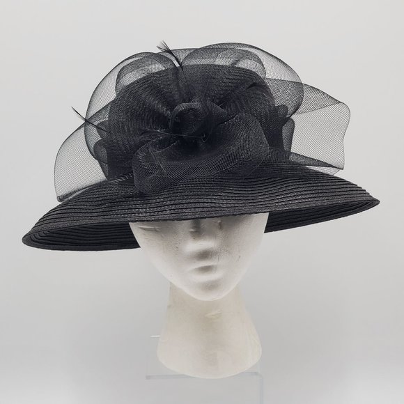 Kate Landry Black Hat with Feather Accent main image 13